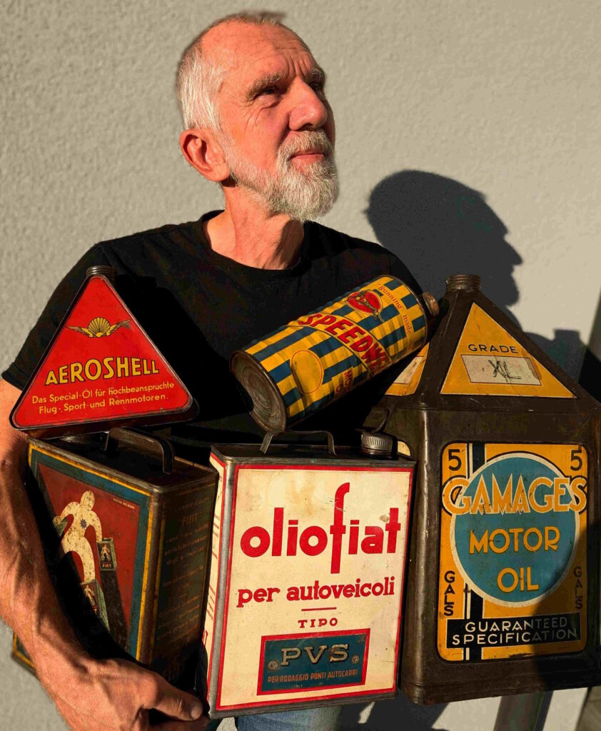 Sammlung alter Motoröldosen, ab 1910